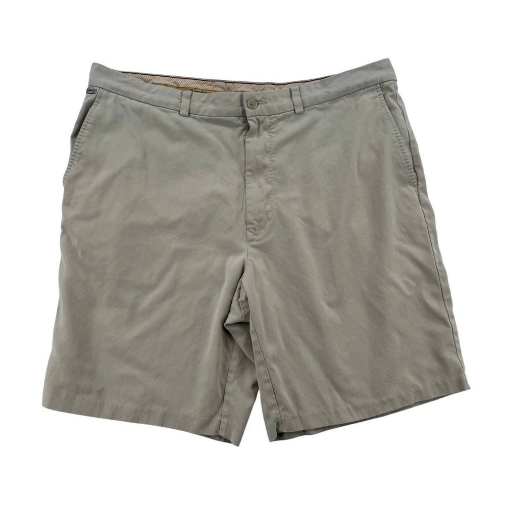 Tommy Bahama Shorts Mens 38 Khaki Excellent Silk Cotton Herringbone Chino